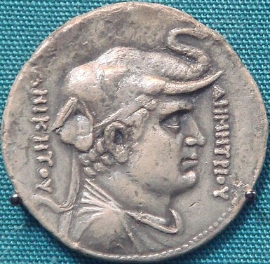 Demetrius I King of Greco-Bactria ca 200-180 BCE British museum photo PHGCOM